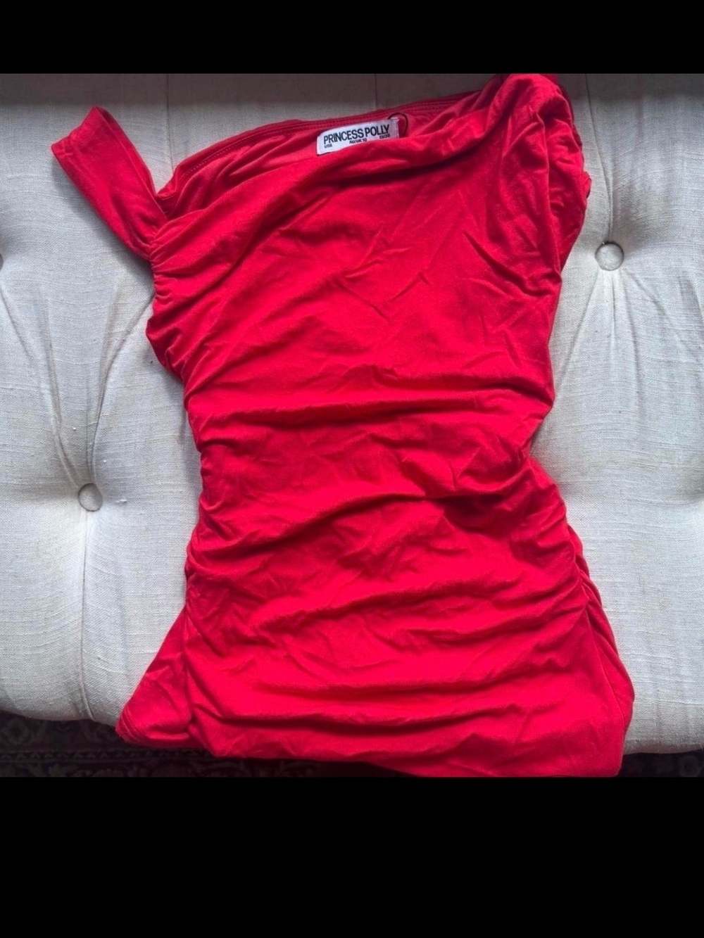 Princess Polly Red One-Shoulder Ruched Tank - Picture 3 of 4